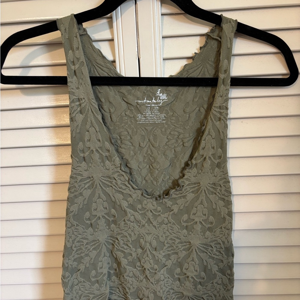 Free People Olive Lace Top